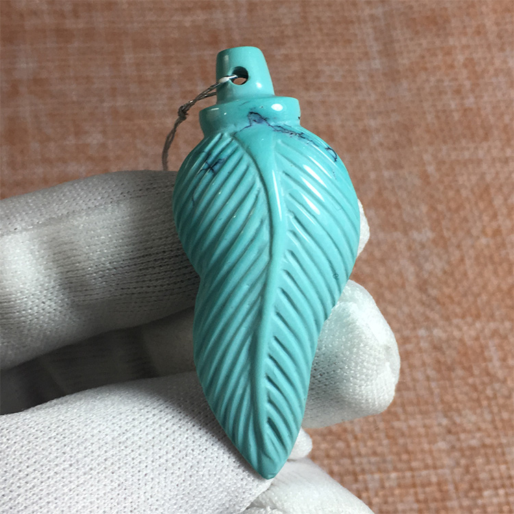 原矿绿松石雕件金枝玉叶热销吊坠民族风配饰厂家直销 绿松石