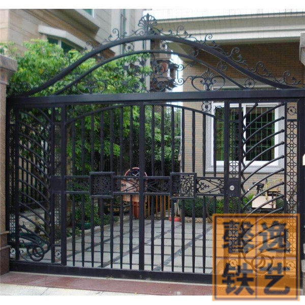 馨逸装饰定做欧式铁艺大门 别墅厂区豪华庭院门 防盗平开门 安全防护门