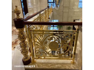 上海铜制楼梯栏杆品牌厂家 金色镀铜楼梯优雅的景